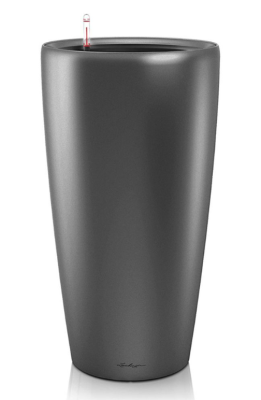 Кашпо Lechuza "Rondo Complete charcoal metallic" (пластик), D32xH56 см в интернет гипермаркете «Планета Лета». Фото