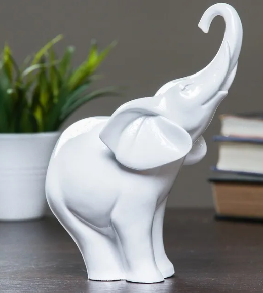 Фигура декор Слон белый 15х8х18 см 3928131 в интернет гипермаркете «Планета Лета». Фото