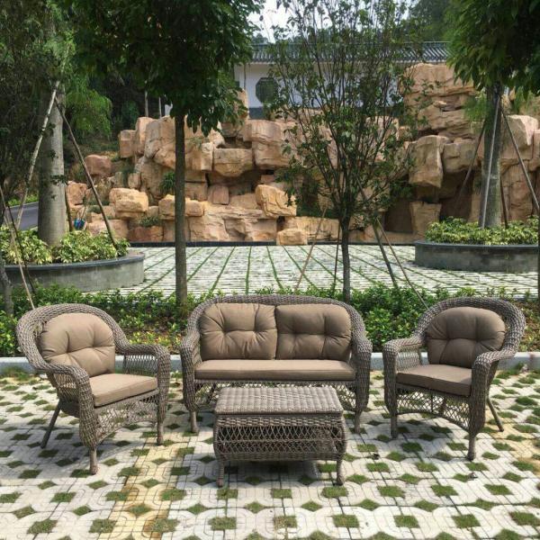 Комплект мебели Диван + 2 кресла + стол LV520BB Beige/Beige T195D-W56-130x70 Light Brown в интернет гипермаркете «Планета Лета». Фото