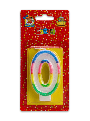 Свечи для торта с блестками "0" С-2415 в интернет гипермаркете «Планета Лета». Фото