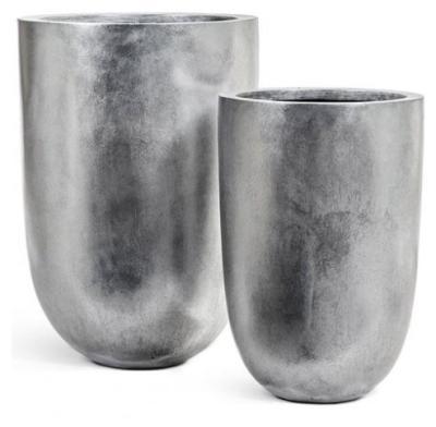 Кашпо TREEZ Effectory Metall высокий конус-чаша Серебро в-55, д-36 см, 96л в интернет гипермаркете «Планета Лета». Фото