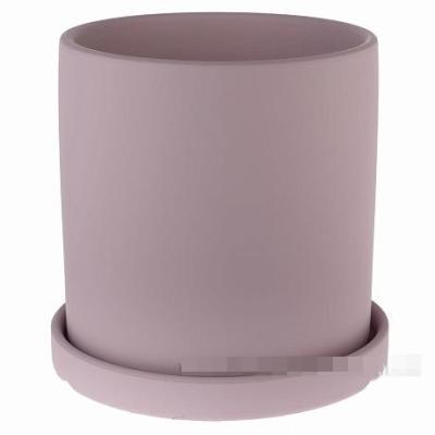 Горшок с матовым покрытием с поддоном (керамика), D14xH14 см Светло-розовый в интернет гипермаркете «Планета Лета». Фото