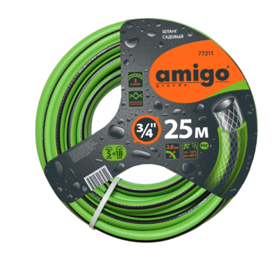 Шланг садовый трехслойный Amigo 19мм 25м диаг. армирование 77211 в интернет гипермаркете «Планета Лета». Фото
