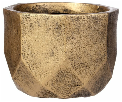 Кашпо IDEALIST Геометри Круглое, файберстоун, золото,D46 H32 cm в интернет гипермаркете «Планета Лета». Фото