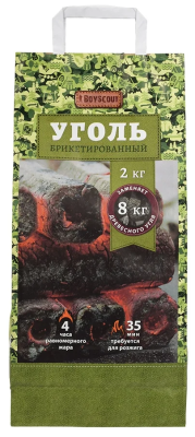 Уголь BOYSCOUT брикеты длит горения 2 кг 61556 в интернет гипермаркете «Планета Лета». Фото