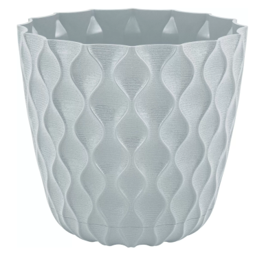 Горшок для цветов InGreen Wave с дренажной сеткой и съемным поддоном 2,5л, D175мм, Утренний туман в интернет гипермаркете «Планета Лета». Фото