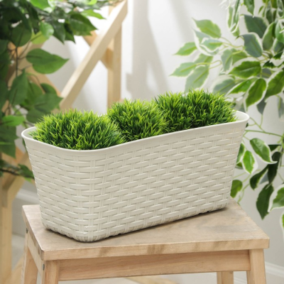 Балконный ящик Ротанг 400мм бежевый ротанг в интернет гипермаркете «Планета Лета». Фото