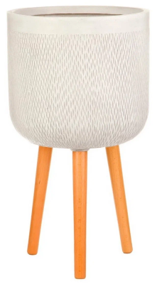 Кашпо IDEALIST Лотус Высокое круглое с подставкой, слоновая кость,d30 h49.5, WMESHR30-AW в интернет гипермаркете «Планета Лета». Фото