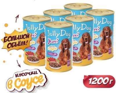 Корм влажный для собак всех пород Зоогурман консервированный "Jolly Dog", Говядина с кроликом, 1200 в интернет гипермаркете «Планета Лета». Фото