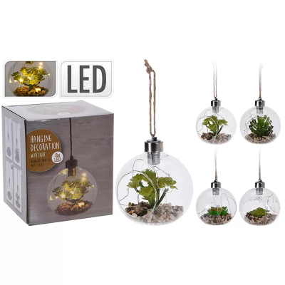 Декор шар с кактусом с подсветкой led 8 ламп 10х11 см, батарейка в комплекте HZ1007920 в интернет гипермаркете «Планета Лета». Фото