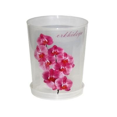 Горшок д/орхидеи с п/д., прозрач., h15;d12,5, 1,2л, М1603, 27266 в интернет гипермаркете «Планета Лета». Фото