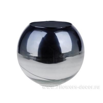 Ваза шаровая "Голубое серебро" (стекло) D21,3xH18.8 см Голубой в интернет гипермаркете «Планета Лета». Фото