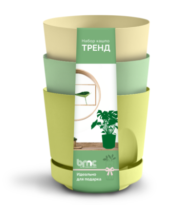 Набор Кашпо "Тренд"  (0,8л.) Цв.Фисташка/Мята/Жёлтый (Арт. КШ-4226) в интернет гипермаркете «Планета Лета». Фото