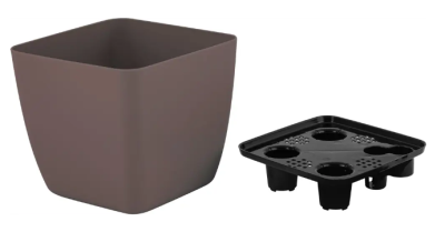 Горшок с дренажной вставкой InGreen Vienna, 1,5л, квадратный, горький шоколад в интернет гипермаркете «Планета Лета». Фото