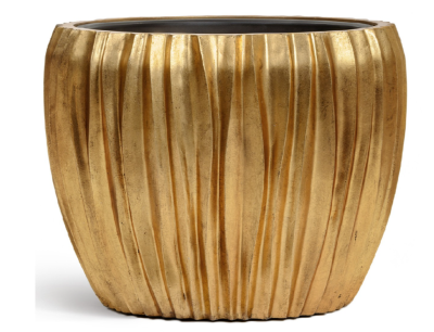 Кашпо TREEZ Effectory Metal Чаша Design Wave Сусальное золото в-32, д-38 см в интернет гипермаркете «Планета Лета». Фото