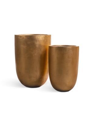 Кашпо TREEZ Effectory Metall высокий конус-чаша Сусальное Золото в-67, д-46 см в интернет гипермаркете «Планета Лета». Фото