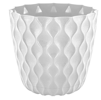 Горшок для цветов InGreen Wave с дренажной сеткой и съемным поддоном 2,5л,D175мм,белоснежный жасмин в интернет гипермаркете «Планета Лета». Фото