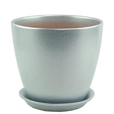 Горшок Бутон глянец мет.бел/сер (ГЛ08) d12см, 1л в интернет гипермаркете «Планета Лета». Фото