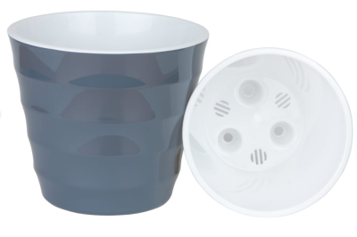 Горшок Лаура антрацит-белый d20;  h18, 3,7л с вкл. ЛР20-12 в интернет гипермаркете «Планета Лета». Фото
