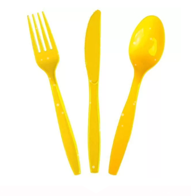 Набор столовые приборы пласт желтые 24шт 1502-1084 в интернет гипермаркете «Планета Лета». Фото