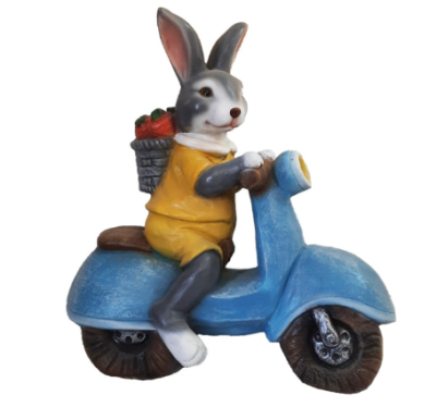 Фигура Заяц на мотоцикле Н-45см,L-40см,В-22см F1462 в интернет гипермаркете «Планета Лета». Фото