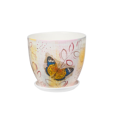 Горшок Винтаж Бабочки высокий овал d18, h16см, 2,5л в интернет гипермаркете «Планета Лета». Фото