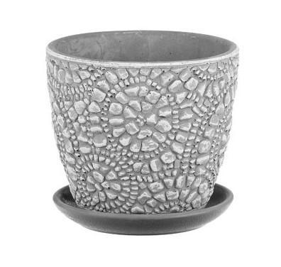 Кашпо для цветов "Камешки" серый бутон №3 2,15л,D18 см в интернет гипермаркете «Планета Лета». Фото