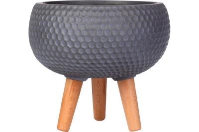 Кашпо IDEALIST Ханни Чаша с подставкой, серое, d36.5 h29, HON-G-36 в интернет гипермаркете «Планета Лета». Фото