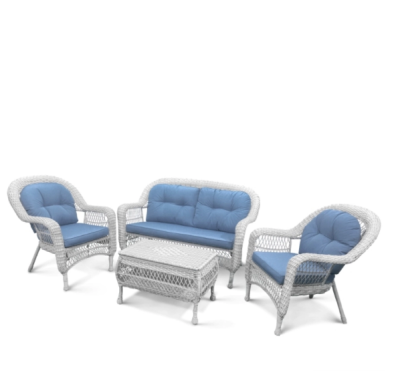 Комплект мебели Диван + 2 кресла + стол LV-520 White/Blue в интернет гипермаркете «Планета Лета». Фото