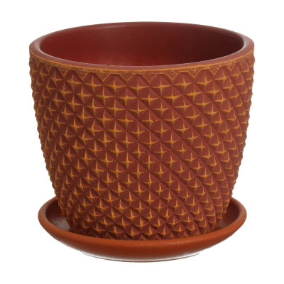 Кашпо  Грань терракота d 14.6см, 1.3л в интернет гипермаркете «Планета Лета». Фото