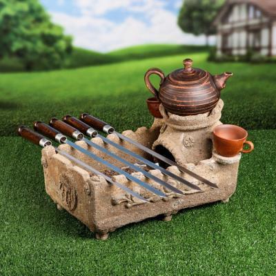 Мини мангал настольный "Барбекю №1", шамот, с розжигом, 45 см 9241021 в интернет гипермаркете «Планета Лета». Фото