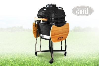 Гриль-барбекю керамический с окошком 57 см с чехлом черный в интернет гипермаркете «Планета Лета». Фото