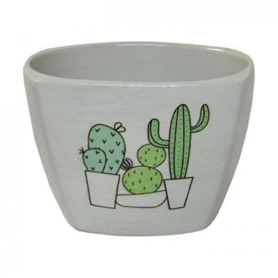 Кашпо "Кактус клуб" керам №3 d15 квадрат в интернет гипермаркете «Планета Лета». Фото