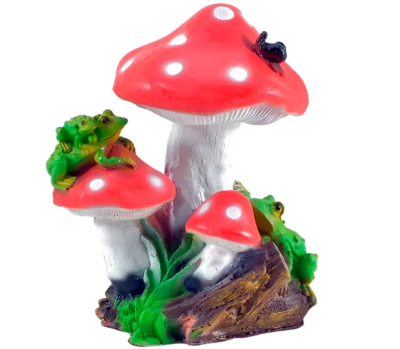 Фигура Гриб с лягушкой средний Н-30см,L-26см,В-18см F016 в интернет гипермаркете «Планета Лета». Фото