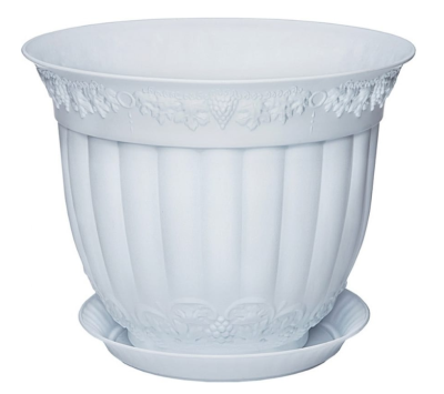 Горшок Флора белый d23 4л с поддоном в интернет гипермаркете «Планета Лета». Фото