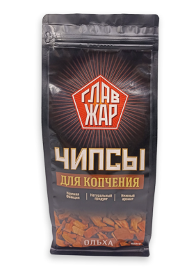 Древесные чипсы "ГлавЖар"  Ольха крупной фракции для в коптилен, мангалов и любых типов грилей в интернет гипермаркете «Планета Лета». Фото