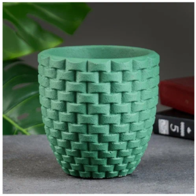 Горшок Плетеное зеленое 14*14*13см 0,85л 7387183 в интернет гипермаркете «Планета Лета». Фото