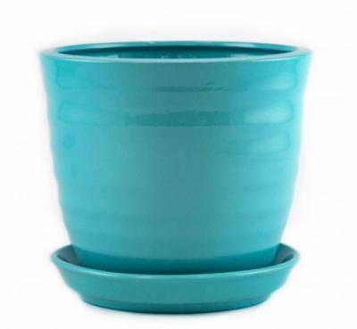 Горшок с матовым покрытием с поддоном (керамика), D11xH11 см Тиффани в интернет гипермаркете «Планета Лета». Фото