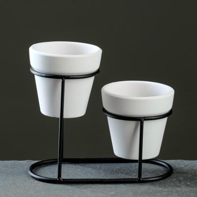 Кашпо Дуэт белое на подставке 12,5х11см 0,1л 5799502 в интернет гипермаркете «Планета Лета». Фото