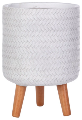 Кашпо IDEALIST Плейт круглое с подставкой, белое, d30 h46, BMB-HCLNDR-AW-30 в интернет гипермаркете «Планета Лета». Фото