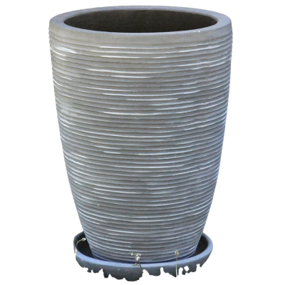 Горшок Полоски высокий серый d39см, h55см (U0906) в интернет гипермаркете «Планета Лета». Фото