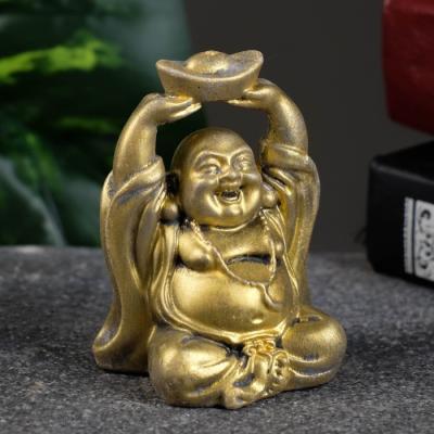 Фигура декор Хотей со слитком состаренное золото 7х5х4см 7777211 в интернет гипермаркете «Планета Лета». Фото