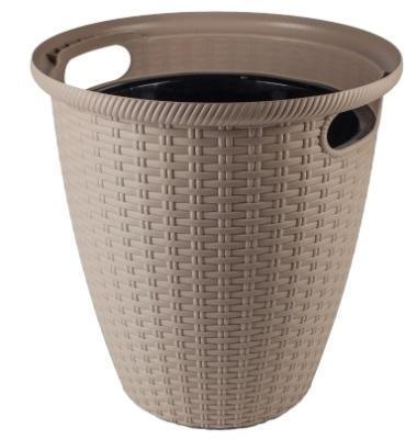 Кашпо напольное Rattan D380мм, 30 л с внутренним горшком 16 л Молочный шоколад в интернет гипермаркете «Планета Лета». Фото