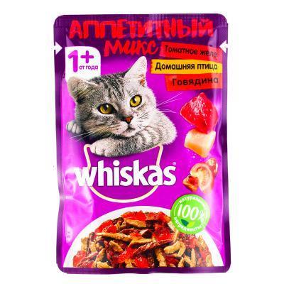 Корм Whiskas томат желе гов/птиц 85г в интернет гипермаркете «Планета Лета». Фото