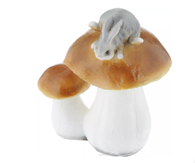 Фигура Гриб белый двойной с зайчиком Н-18см,L-14см,В-11см в интернет гипермаркете «Планета Лета». Фото