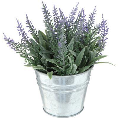 Лаванда искуственная в металлическом горшке 10х18 см фиолетовая в интернет гипермаркете «Планета Лета». Фото