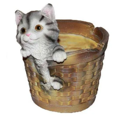Фигура Котенок в круглой корзине H20, L27, B23, D20 в интернет гипермаркете «Планета Лета». Фото
